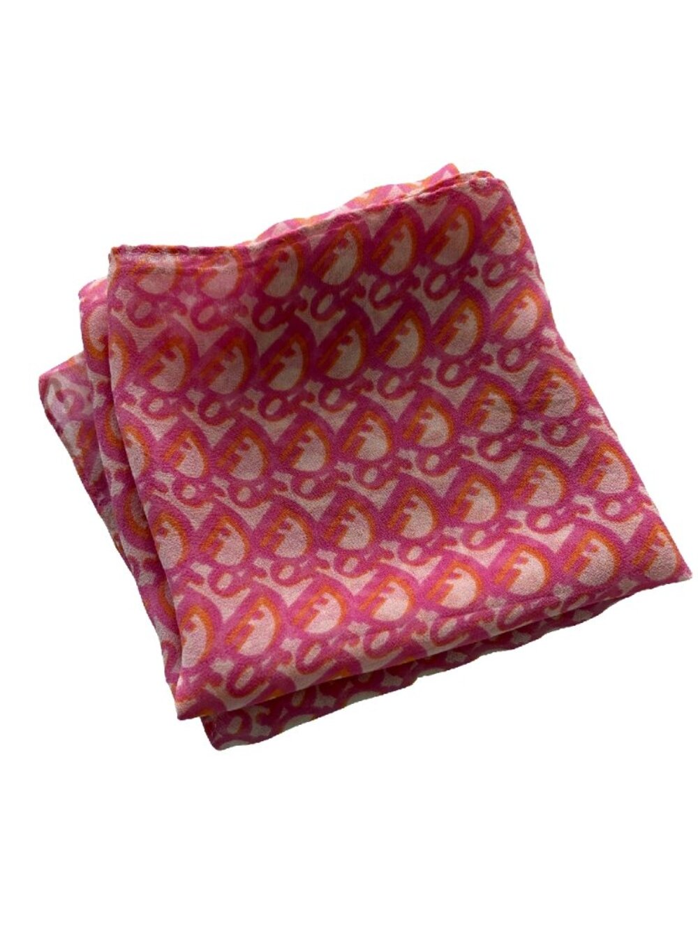 Christian Dior Pink Trotter Monogram Silk Chiffon Scarf